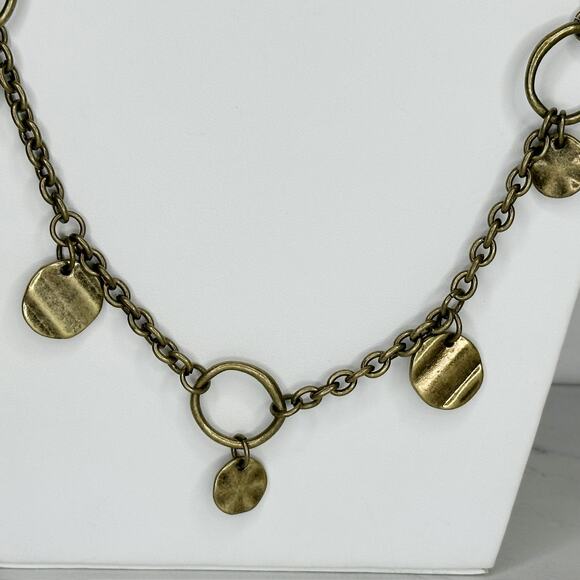 Premier Designs Hammered Metal Gold Tone Long Necklace - Picture 5 of 12